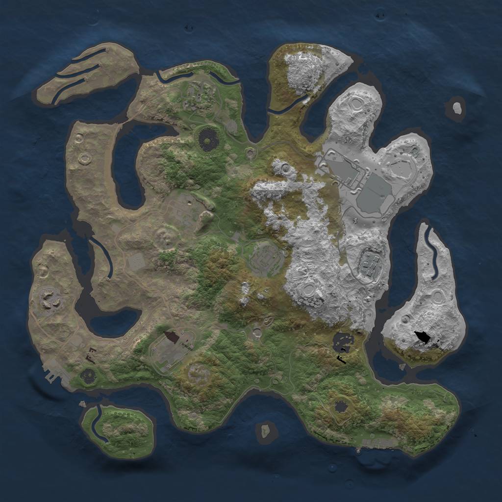 Rust Map: Procedural Map, Size: 3500, Seed: 1121617108, 16 Monuments