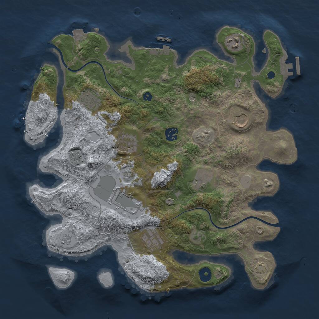 Rust Map: Procedural Map, Size: 3500, Seed: 449858860, 15 Monuments