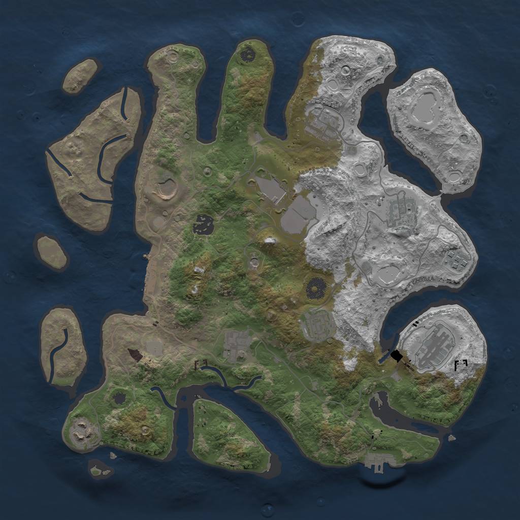 Rust Map: Procedural Map, Size: 3650, Seed: 459139871, 18 Monuments