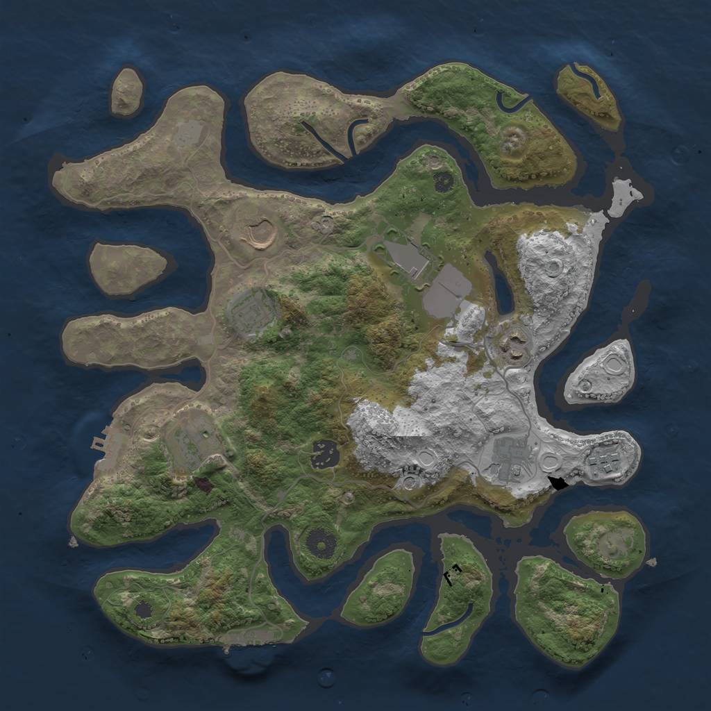 Rust Map: Procedural Map, Size: 3550, Seed: 900917, 16 Monuments