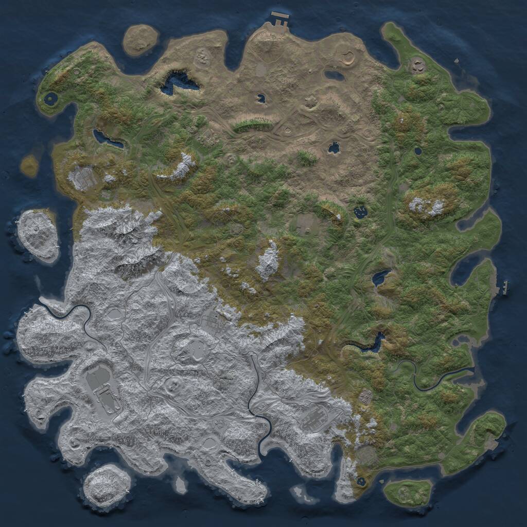 Rust Map: Procedural Map, Size: 6000, Seed: 41174, 17 Monuments