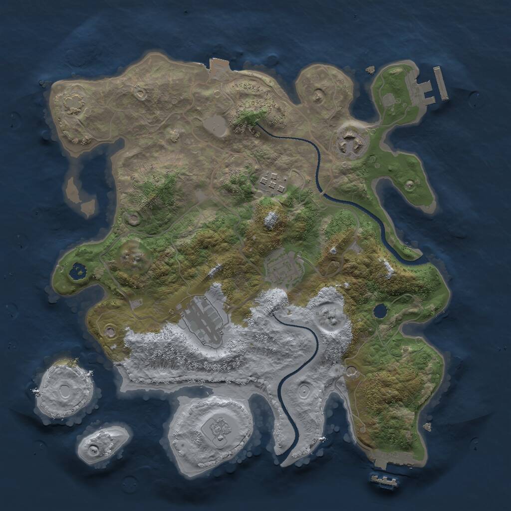 Rust Map: Procedural Map, Size: 3000, Seed: 534787, 10 Monuments