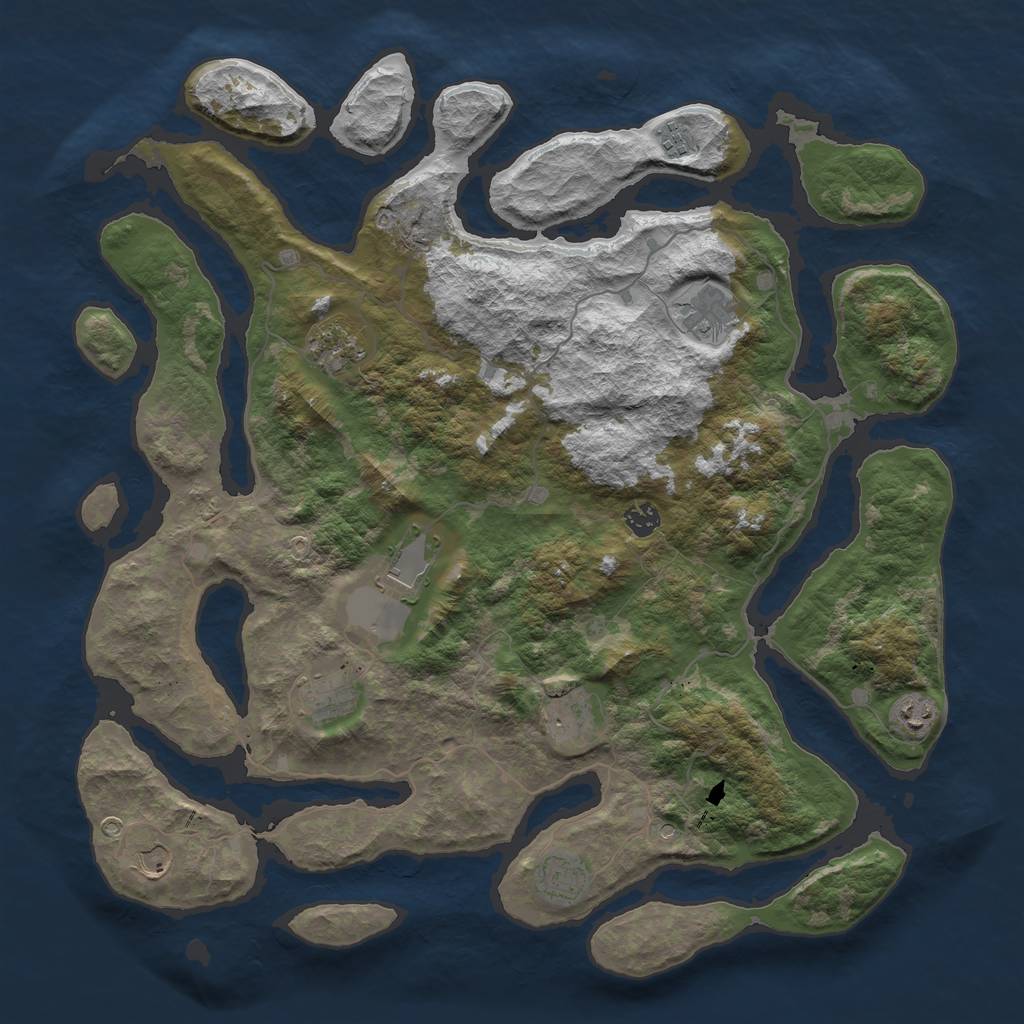 Rust Map: Barren, Size: 4500, Seed: 1217435836, 13 Monuments