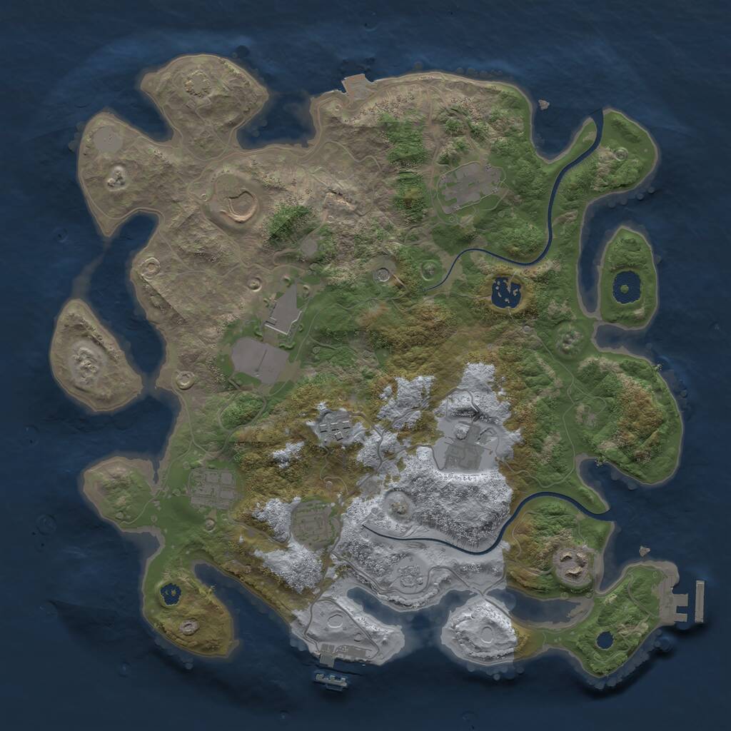 Rust Map: Procedural Map, Size: 3550, Seed: 83444, 15 Monuments