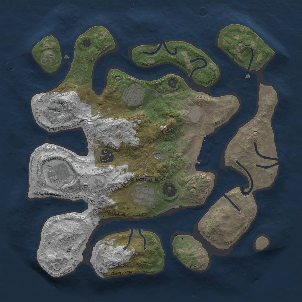 Rust Map: Procedural Map, Size: 3200, Seed: 592589654, 11 Monuments