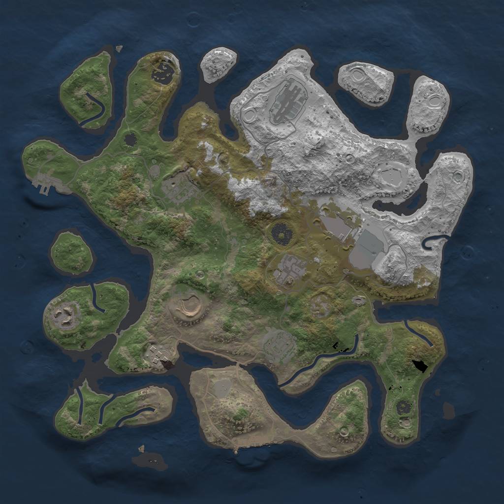 Rust Map: Procedural Map, Size: 3550, Seed: 999204, 16 Monuments