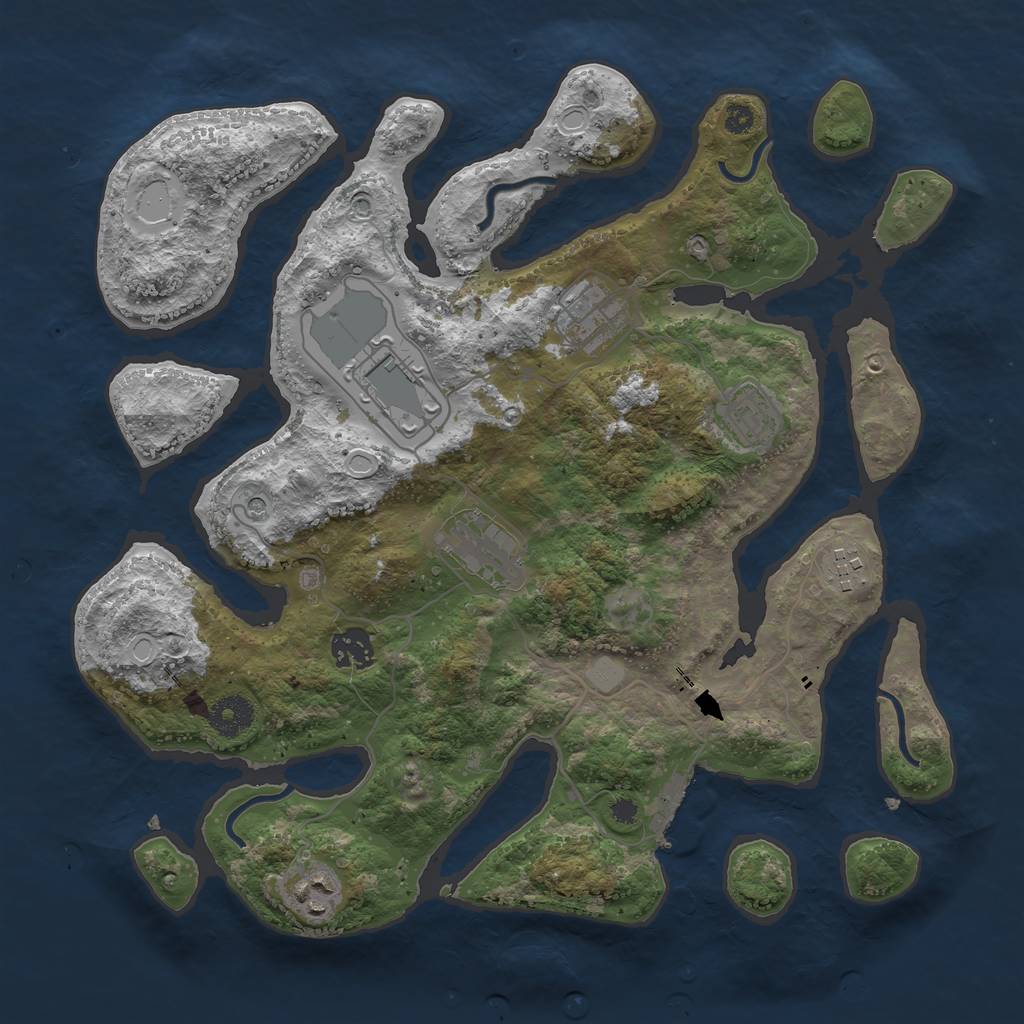 Rust Map: Procedural Map, Size: 3550, Seed: 619844, 14 Monuments