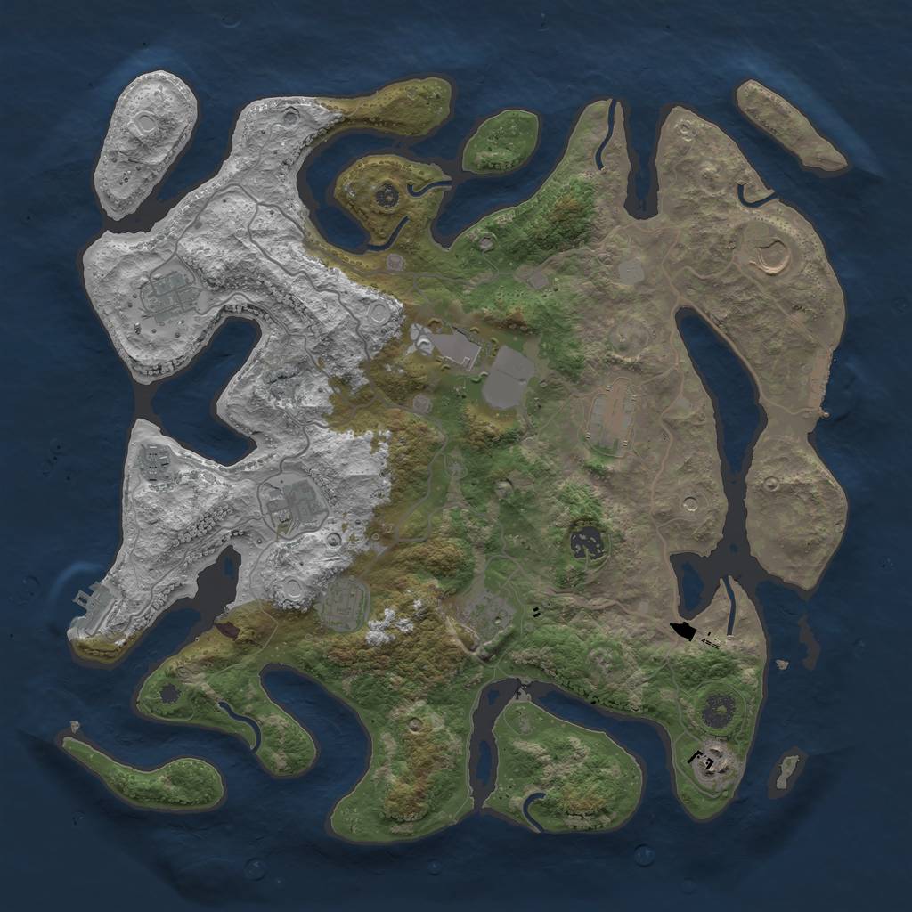 Rust Map: Procedural Map, Size: 4000, Seed: 893625, 18 Monuments