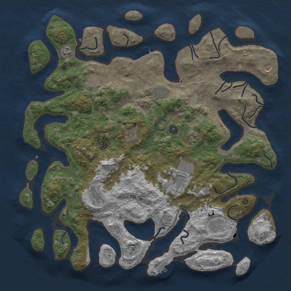 Rust Map: Procedural Map, Size: 4750, Seed: 854663, 19 Monuments