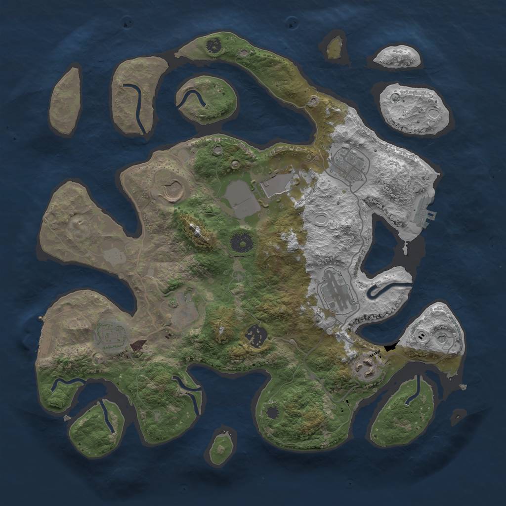 Rust Map: Procedural Map, Size: 3550, Seed: 261069, 16 Monuments