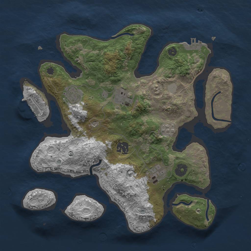 Rust Map: Procedural Map, Size: 3000, Seed: 39848, 13 Monuments