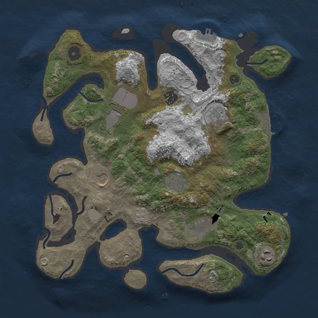 Rust Map: Procedural Map, Size: 3500, Seed: 52938786, 16 Monuments