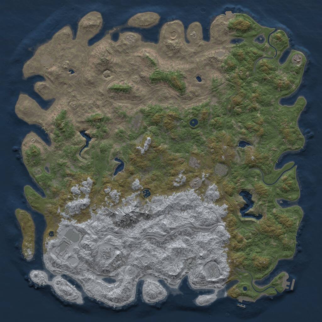 Rust Map: Procedural Map, Size: 6000, Seed: 699620, 17 Monuments
