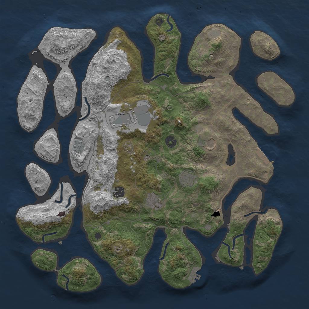 Rust Map: Procedural Map, Size: 4000, Seed: 4569, 14 Monuments