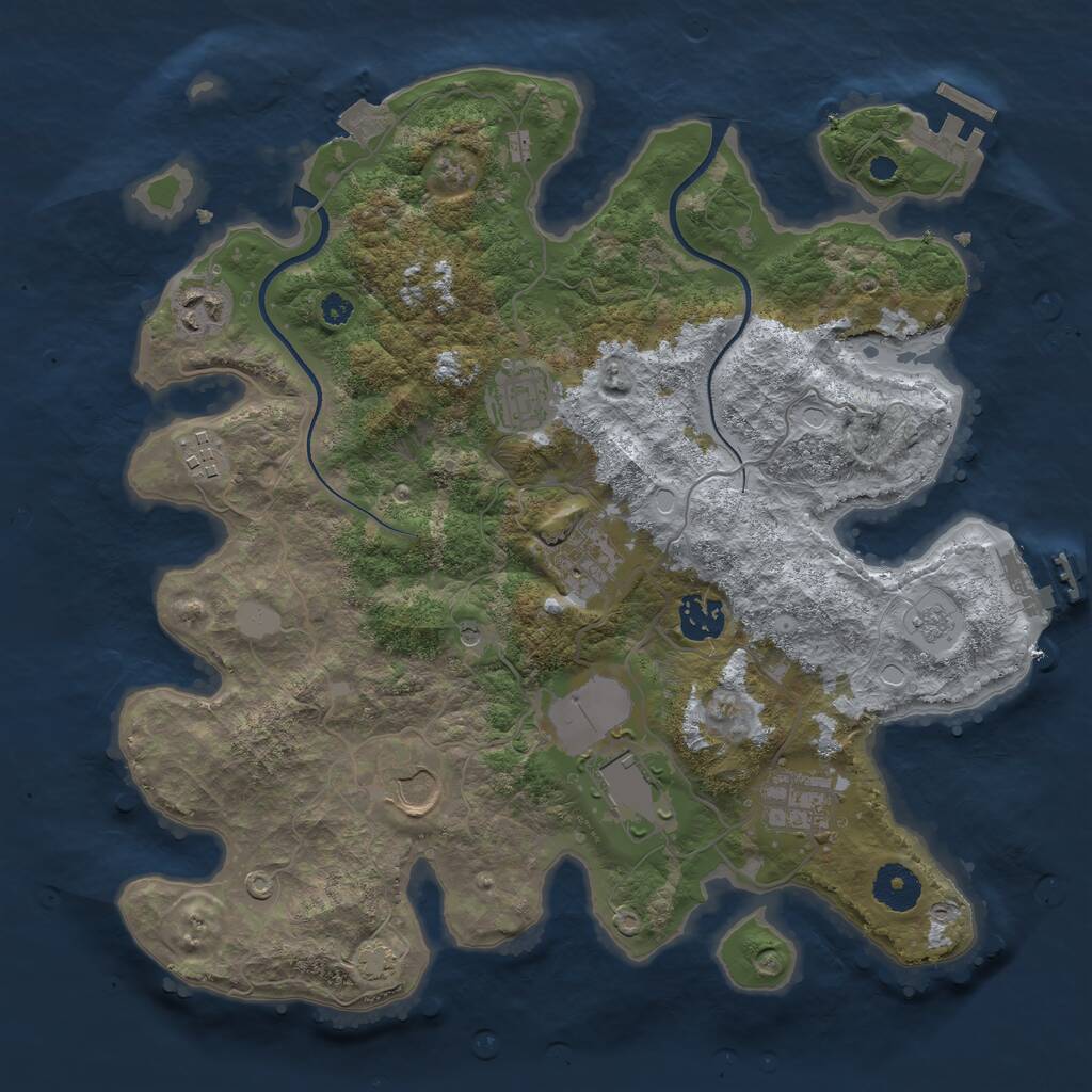 Rust Map: Procedural Map, Size: 3500, Seed: 111580854, 14 Monuments