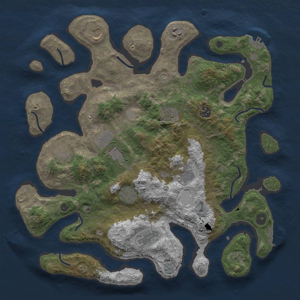 Rust Map: Procedural Map, Size: 4000, Seed: 67693, 18 Monuments