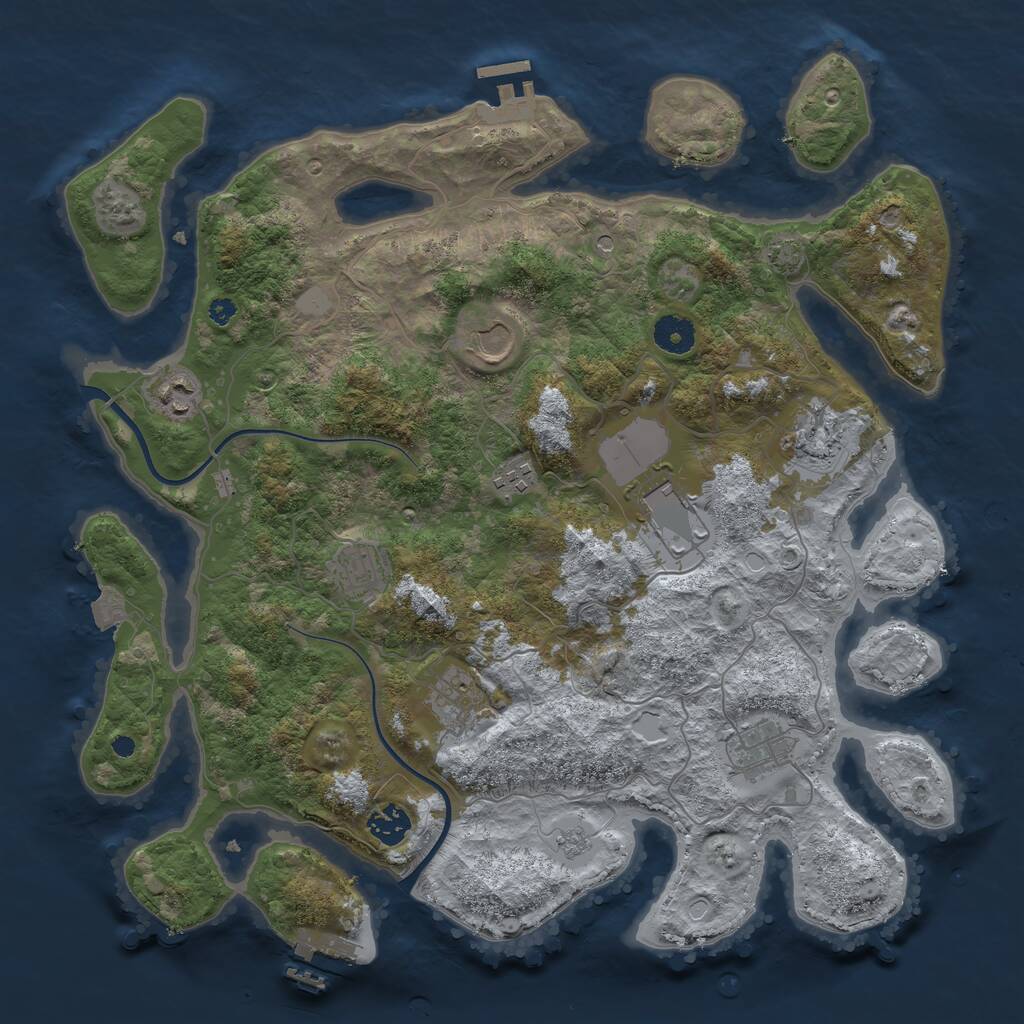 Rust Map: Procedural Map, Size: 3850, Seed: 1436023686, 15 Monuments