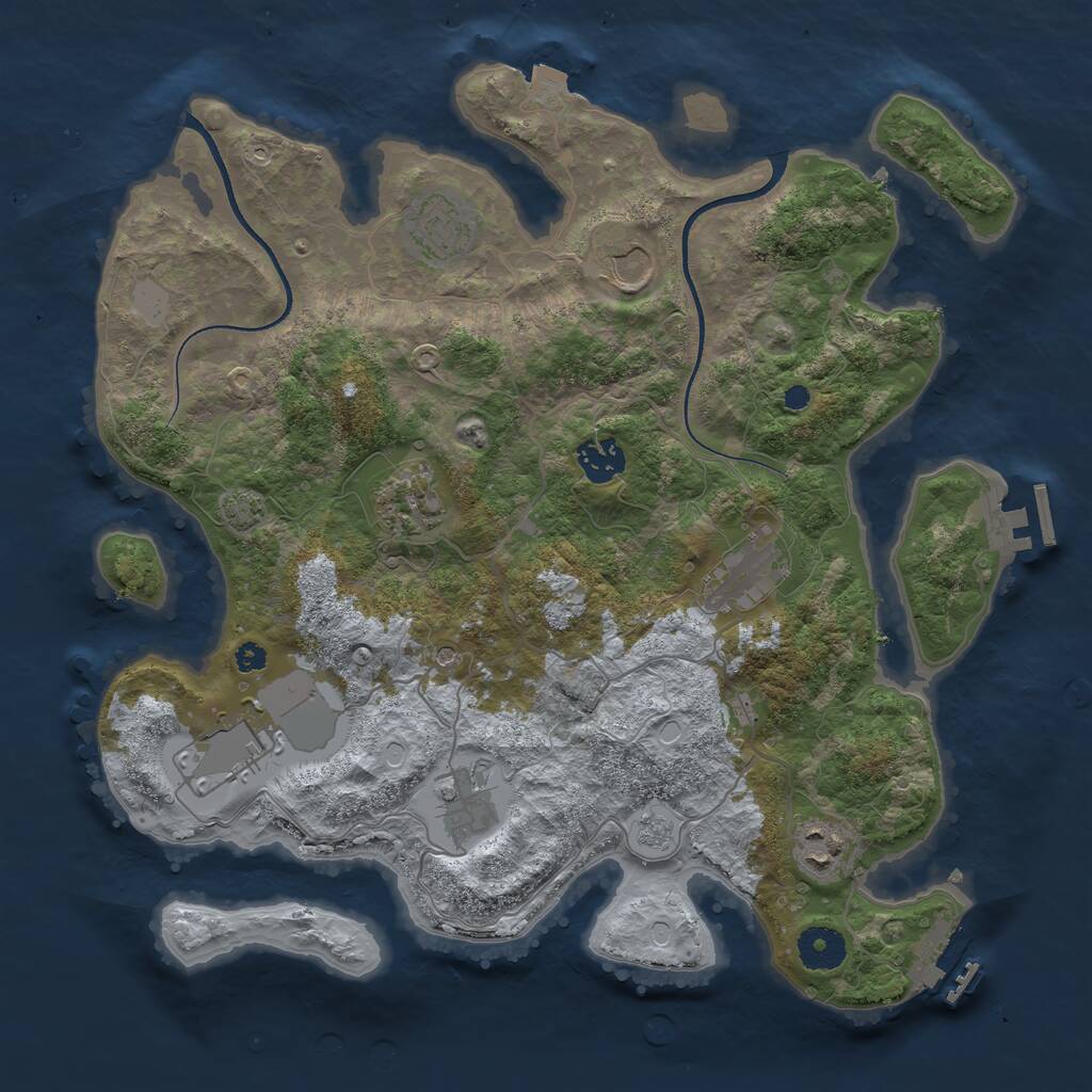 Rust Map: Procedural Map, Size: 3550, Seed: 397649, 14 Monuments