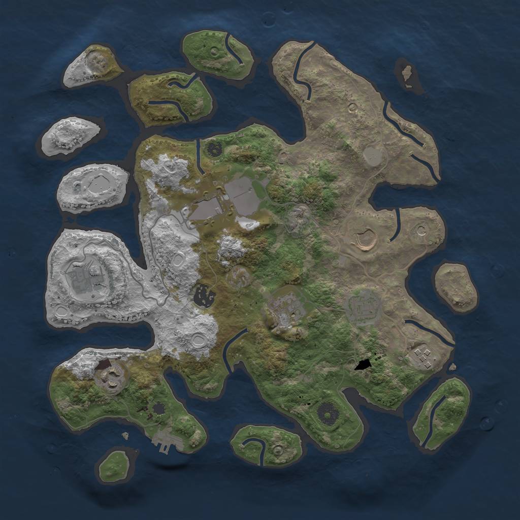 Rust Map: Procedural Map, Size: 3550, Seed: 537053, 15 Monuments