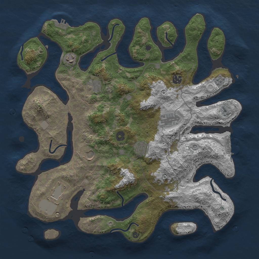 Rust Map: Procedural Map, Size: 4000, Seed: 745645343, 16 Monuments