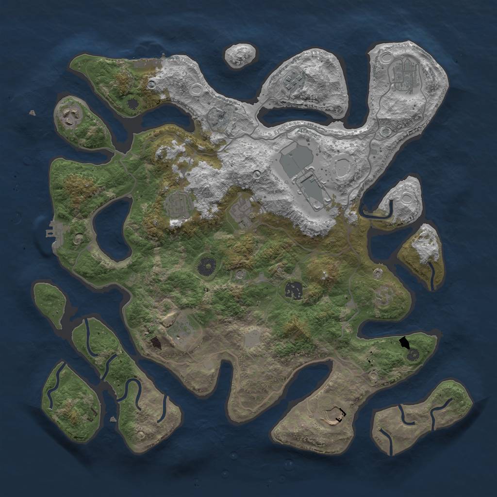 Rust Map: Procedural Map, Size: 4000, Seed: 55787, 17 Monuments