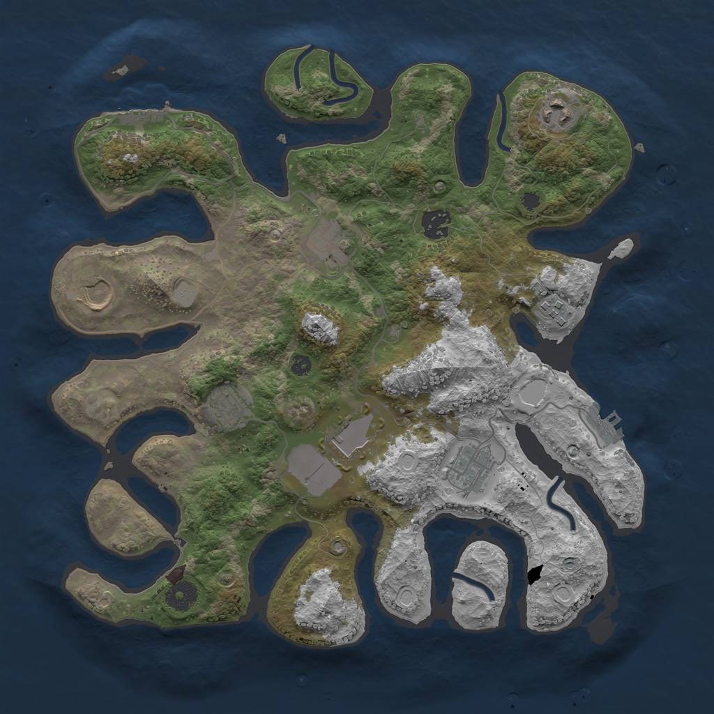 Rust Map: Procedural Map, Size: 3550, Seed: 725473, 15 Monuments