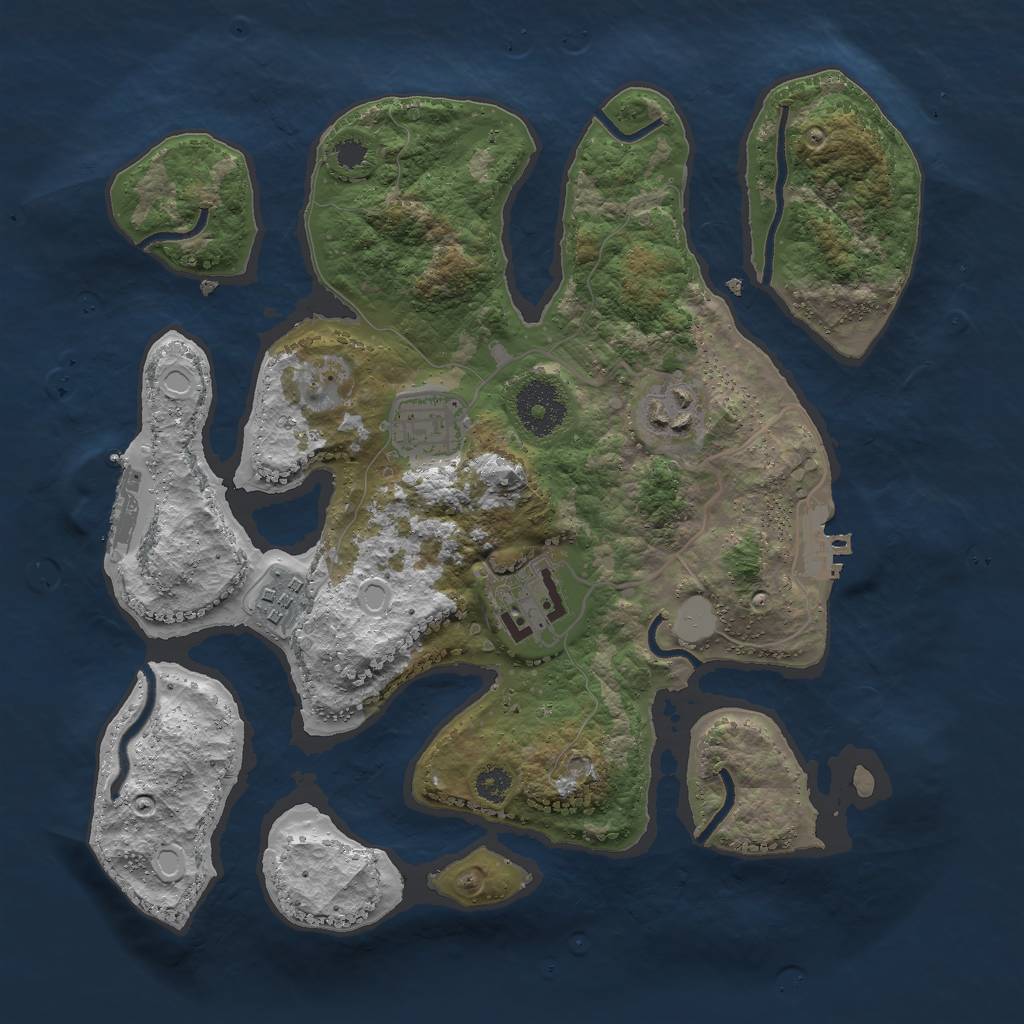 Rust Map: Procedural Map, Size: 3000, Seed: 5689, 11 Monuments