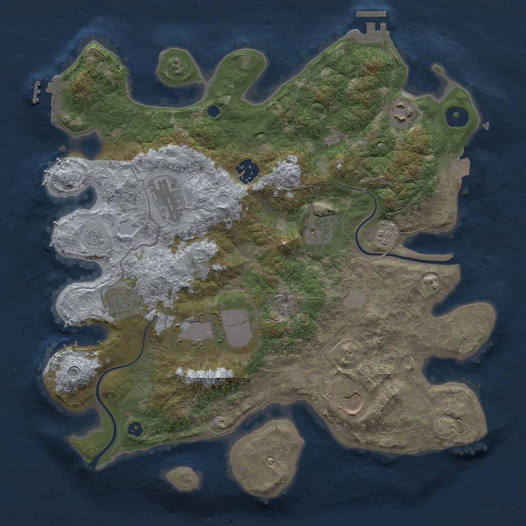 Rust Map: Procedural Map, Size: 3550, Seed: 744952, 13 Monuments