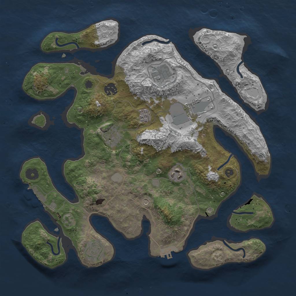 Rust Map: Procedural Map, Size: 3550, Seed: 355655, 15 Monuments