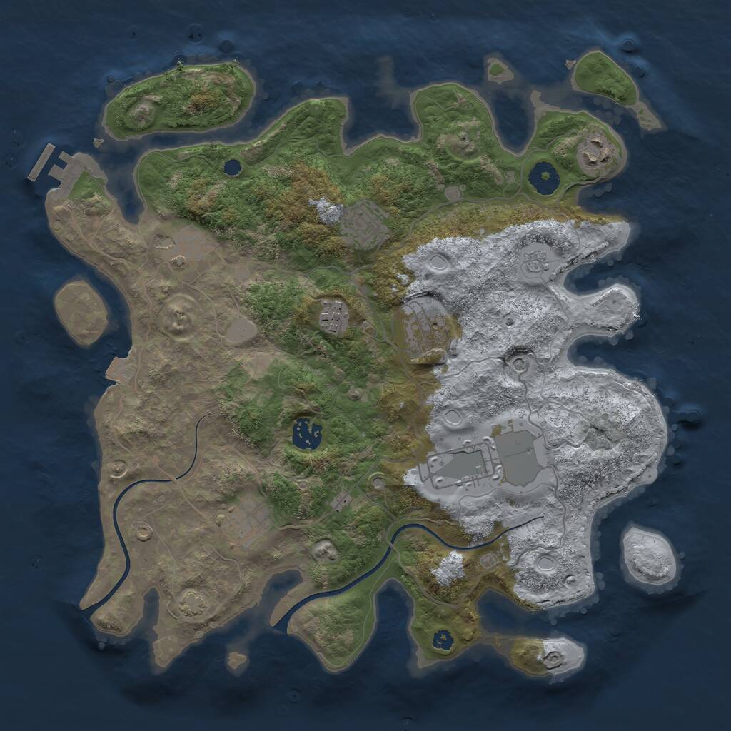 Rust Map: Procedural Map, Size: 3550, Seed: 442531, 13 Monuments