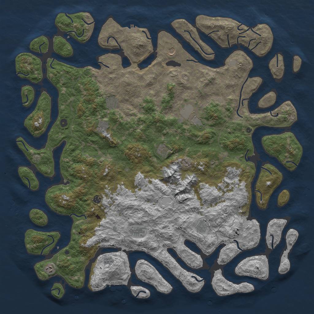 Rust Map: Procedural Map, Size: 6000, Seed: 730853527, 19 Monuments
