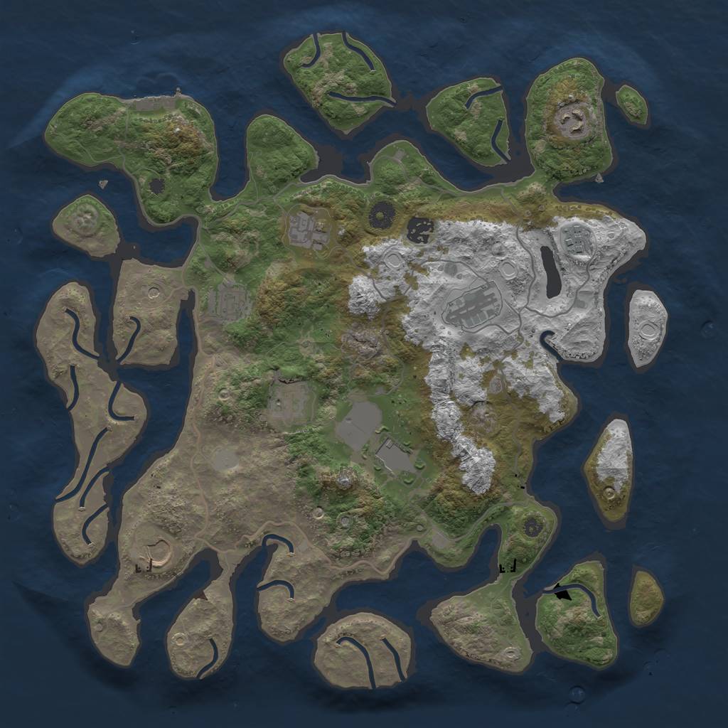 Rust Map: Procedural Map, Size: 4000, Seed: 472303, 16 Monuments