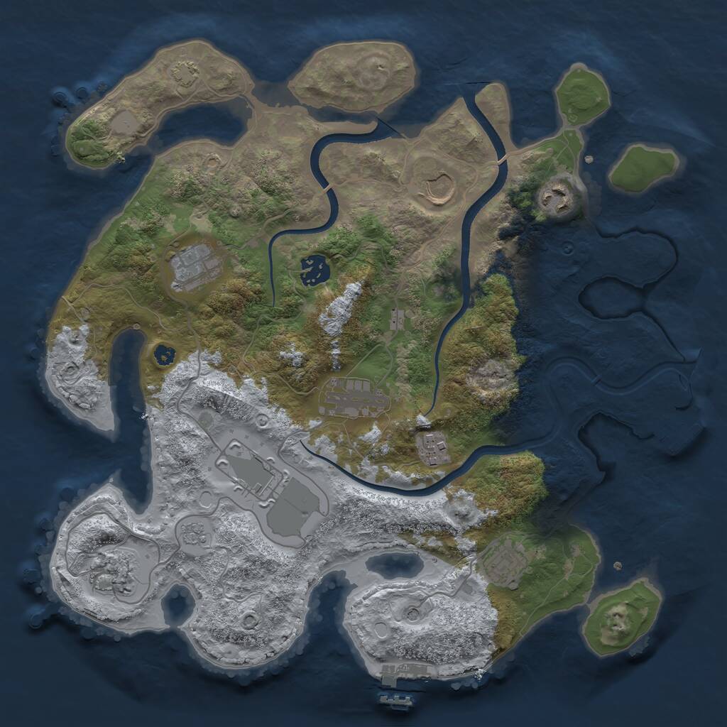 Rust Map: Procedural Map, Size: 3500, Seed: 865345, 15 Monuments