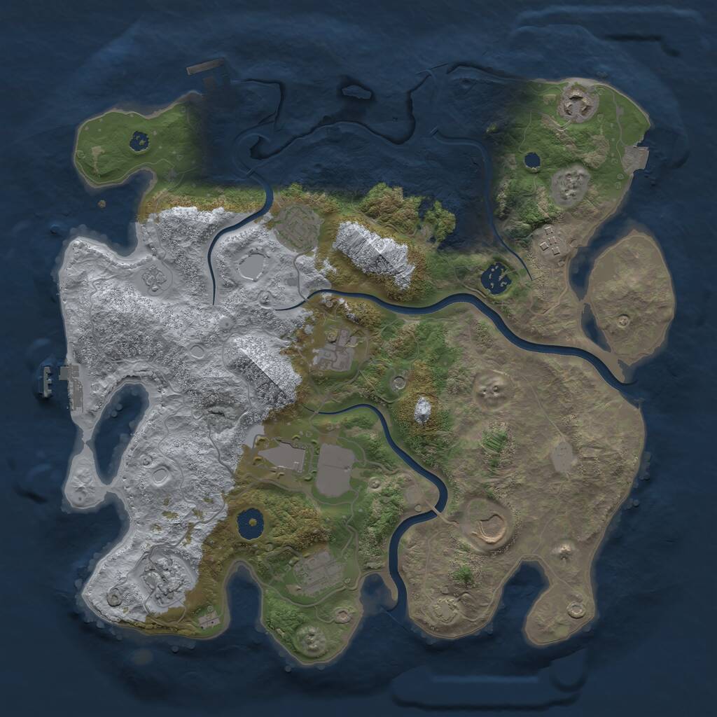 Rust Map: Procedural Map, Size: 3700, Seed: 1599285647, 15 Monuments