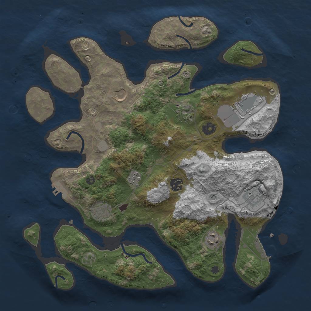 Rust Map: Procedural Map, Size: 3550, Seed: 203623, 16 Monuments