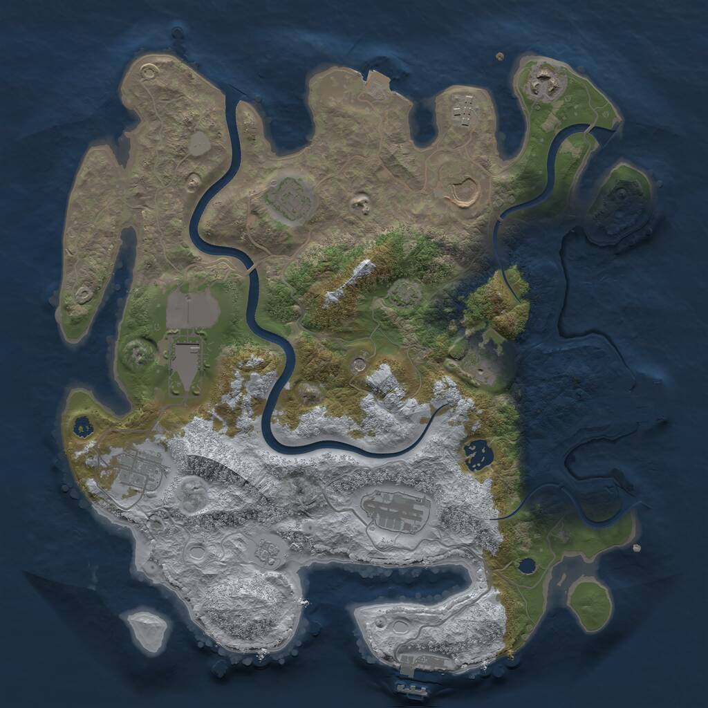 Rust Map: Procedural Map, Size: 3550, Seed: 41686, 15 Monuments