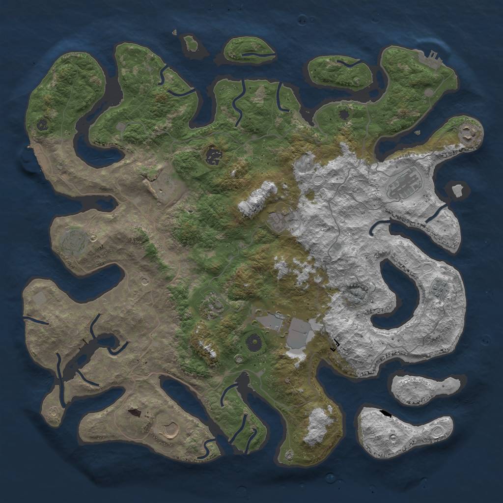Rust Map: Procedural Map, Size: 4500, Seed: 2106303484, 18 Monuments