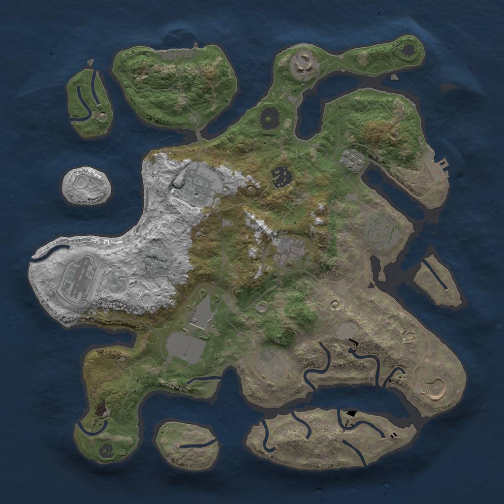 Rust Map: Procedural Map, Size: 3550, Seed: 977534, 17 Monuments