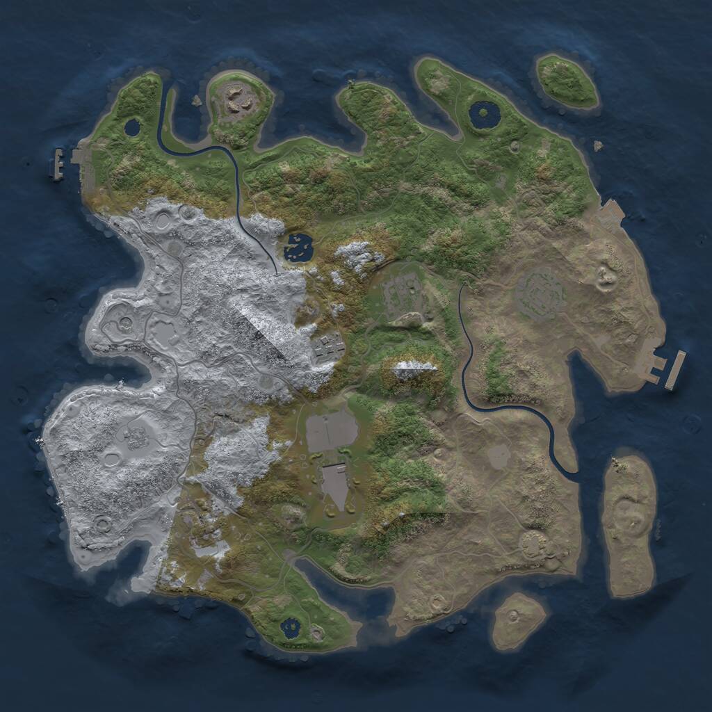 Rust Map: Procedural Map, Size: 3550, Seed: 26301, 13 Monuments