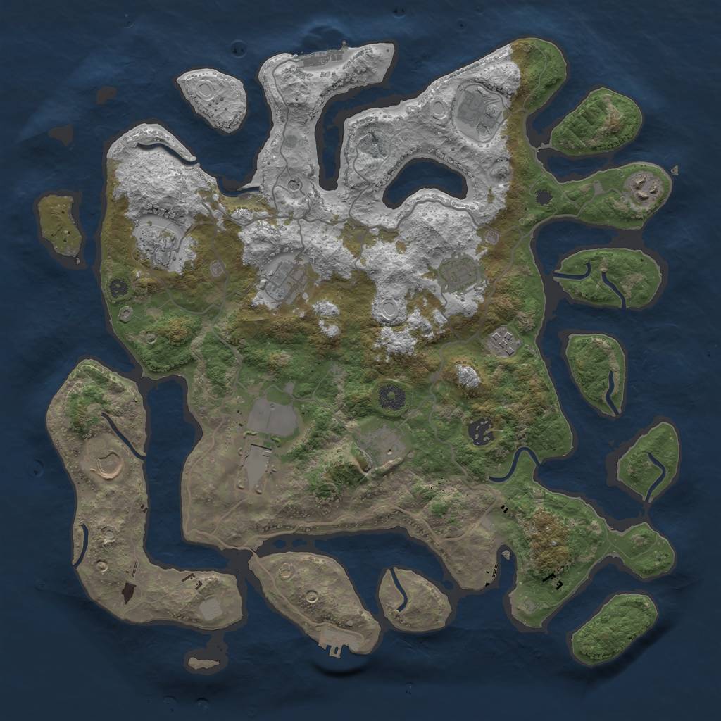 Rust Map: Procedural Map, Size: 4000, Seed: 842535, 18 Monuments
