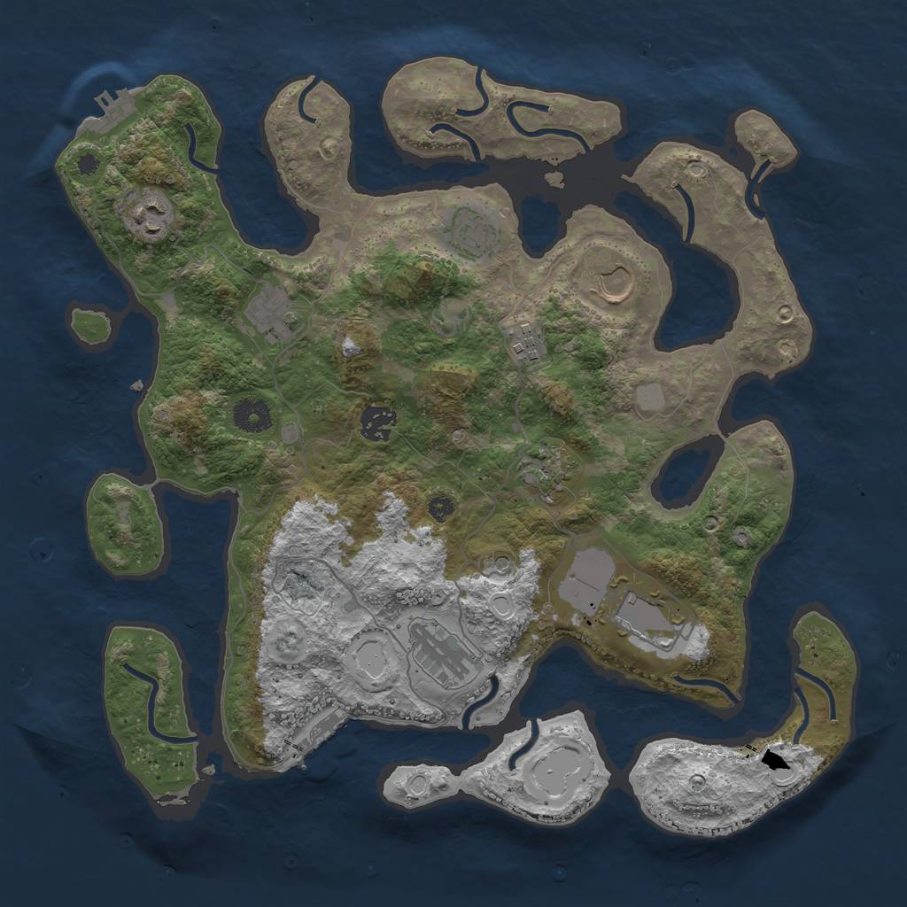 Rust Map: Procedural Map, Size: 3700, Seed: 1456081634, 17 Monuments