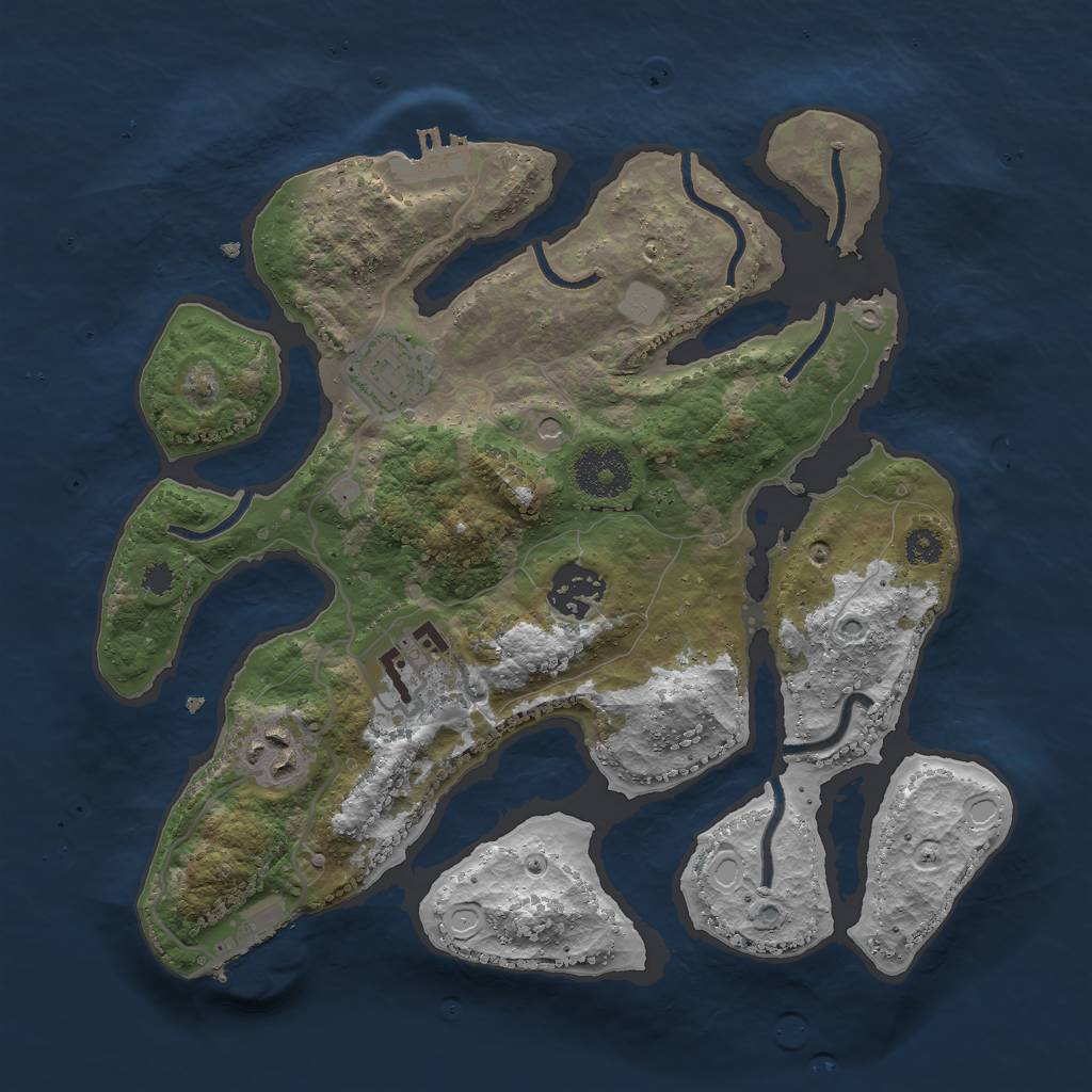 Rust Map: Procedural Map, Size: 3000, Seed: 638645882, 12 Monuments