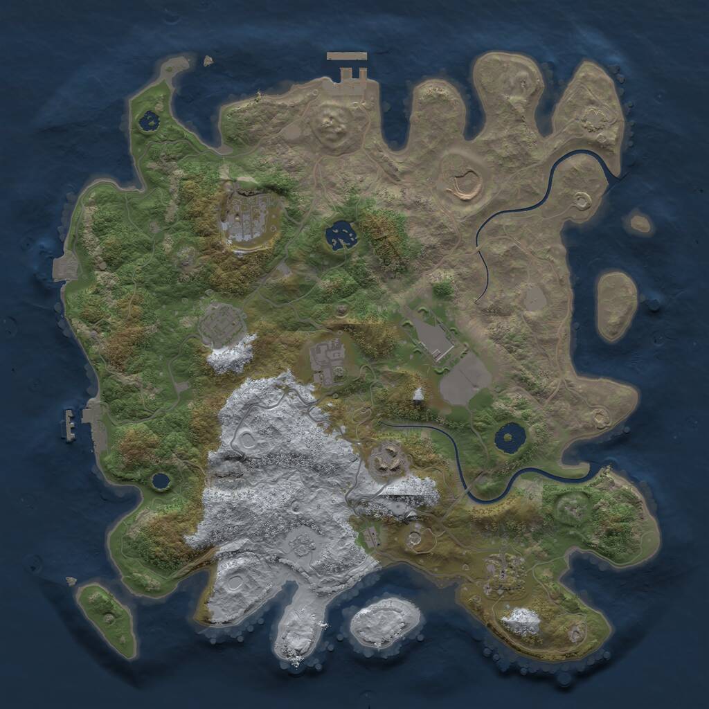 Rust Map: Procedural Map, Size: 3550, Seed: 755997, 14 Monuments