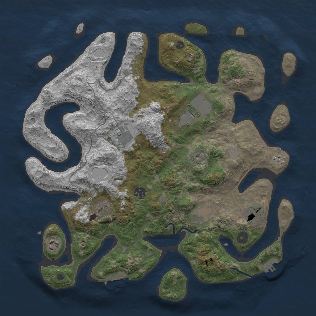 Rust Map: Procedural Map, Size: 4000, Seed: 753729, 16 Monuments