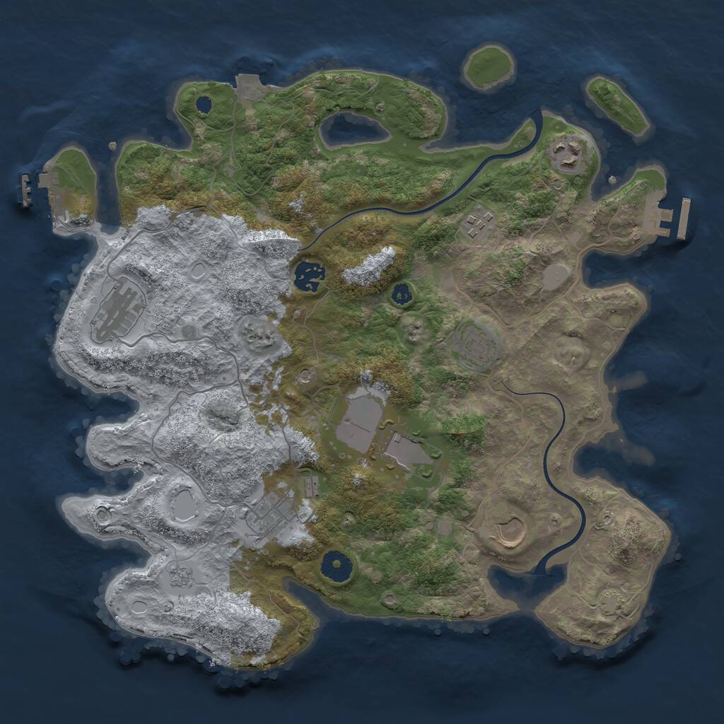 Rust Map: Procedural Map, Size: 3550, Seed: 35483, 14 Monuments