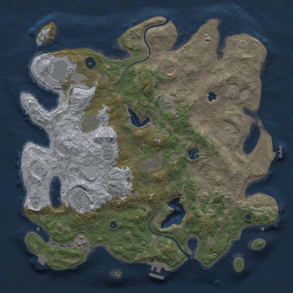 Rust Map: Procedural Map, Size: 4000, Seed: 673398, 15 Monuments