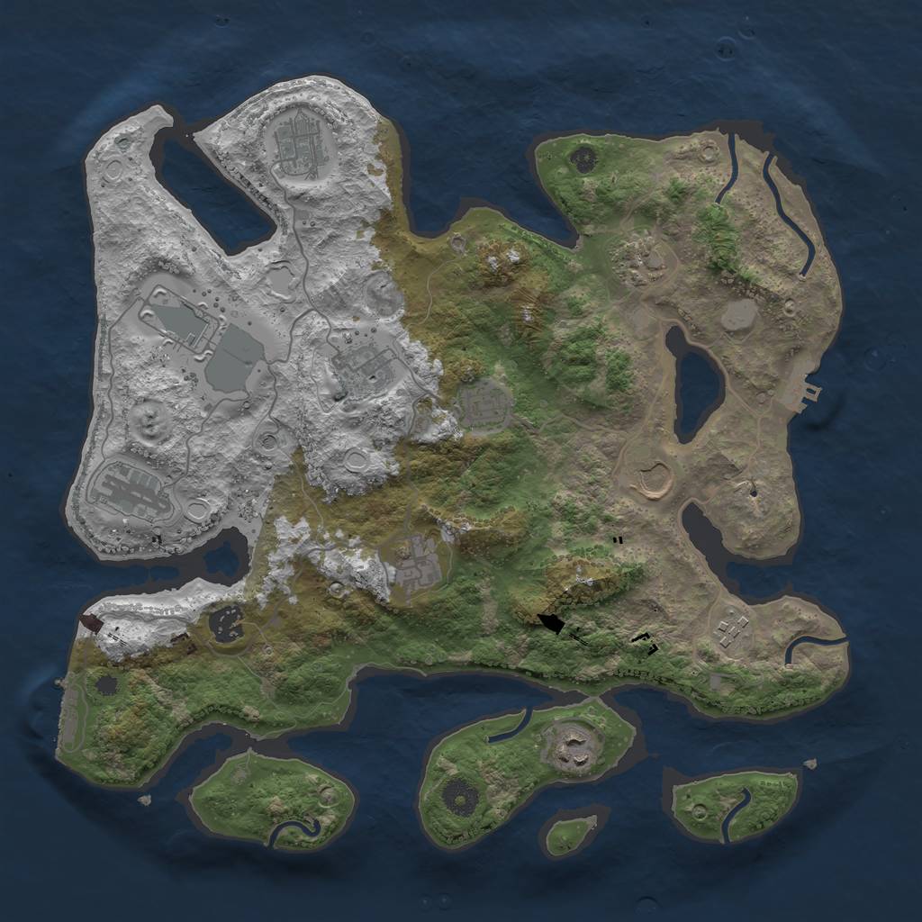 Rust Map: Procedural Map, Size: 3800, Seed: 888850874, 19 Monuments