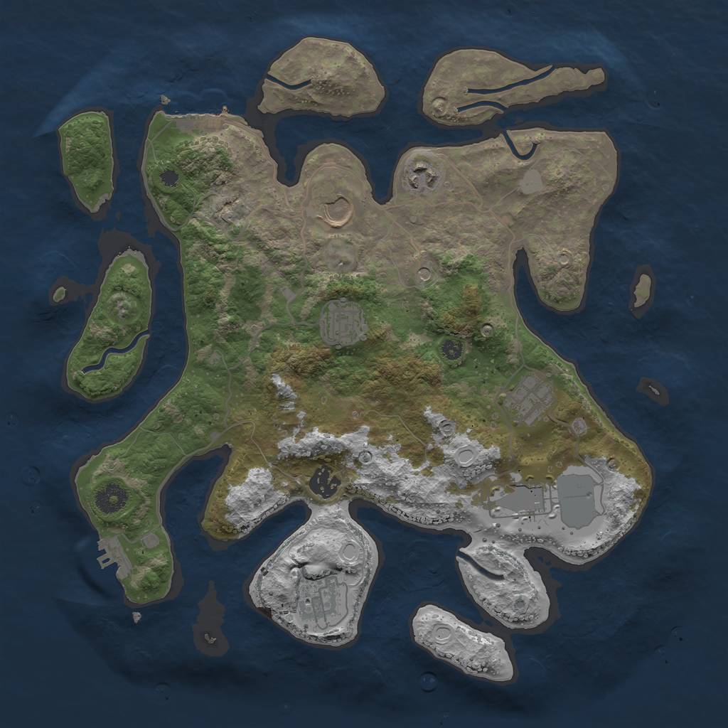 Rust Map: Procedural Map, Size: 3600, Seed: 24690, 15 Monuments