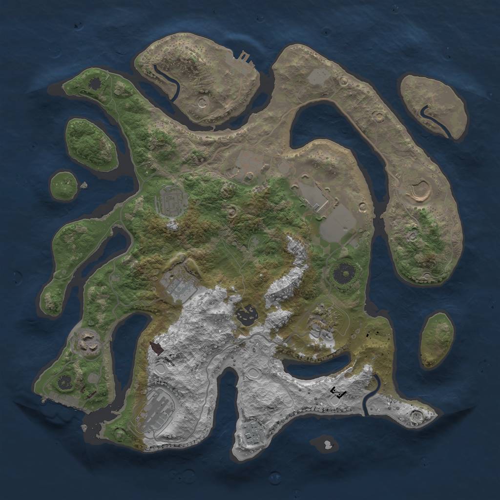 Rust Map: Procedural Map, Size: 3550, Seed: 48660, 18 Monuments