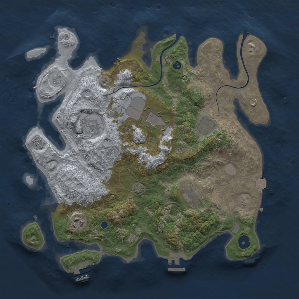 Rust Map: Procedural Map, Size: 3550, Seed: 938736, 12 Monuments